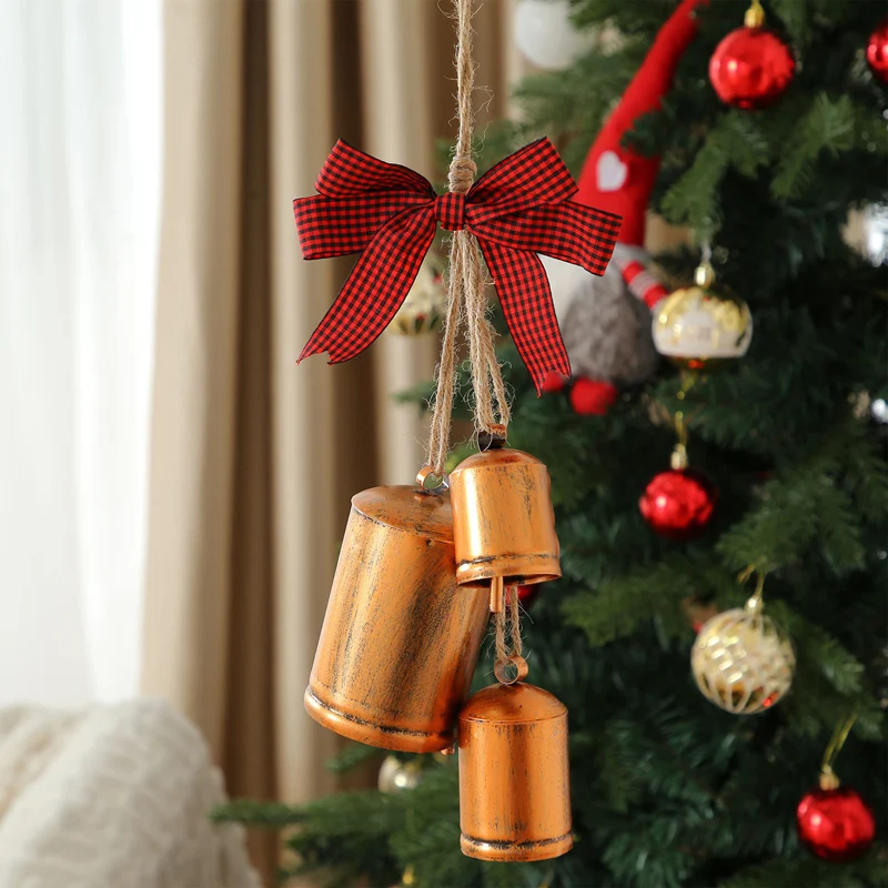

Рождественский колокольчик, бант, Декоративное подвесное украшение, портативный декор для рождественской елки, подарок на праздник
