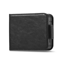 Luxury Leather Wallet Cover with Card Holder and RFID Blocking - Galaxy Z Flip5 (Black)