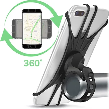 1-Pack Universal Bike Phone Mount - Silicone Stretch Strap Holder for 4-6.7in Phones, 360° Rotation & 1-Second Quick Release 1