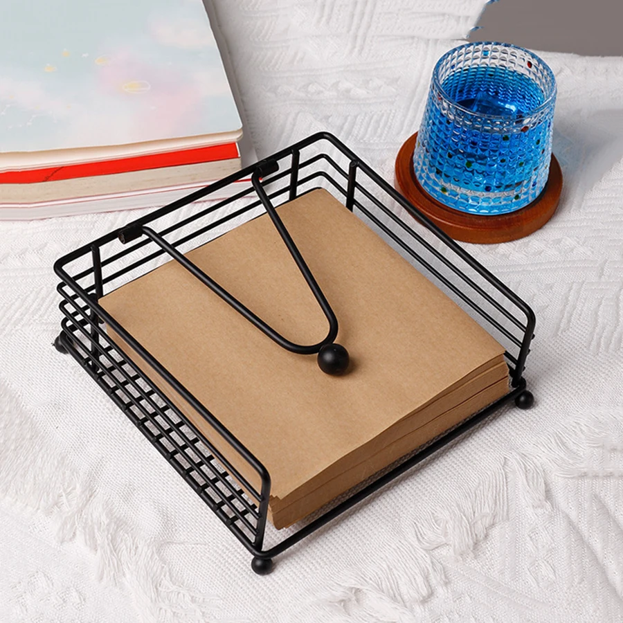 Flat Napkin Holder Metal Kitchen Napkin Holder With Weighted Tension Arm Rustic Tissue Paper Dispenser For Countertop Table 2
