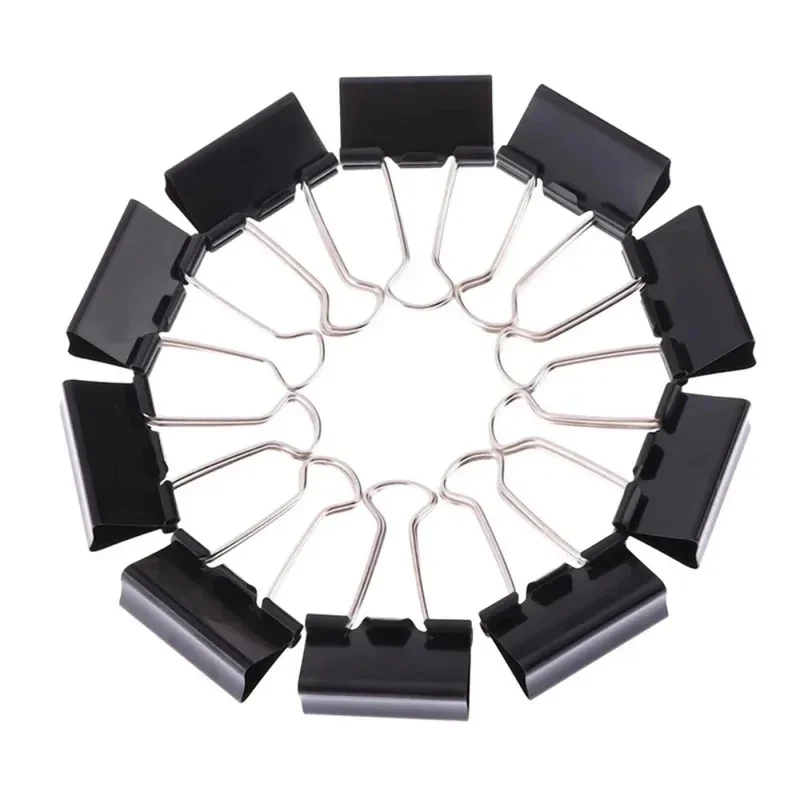 새로운 10개입 블랙 메탈 바인더 클립 다양한 크기(19mm/25mm/32mm) 블랙 바인더 클립 세트 - 사무실, 학교용 메탈 종이 클램프