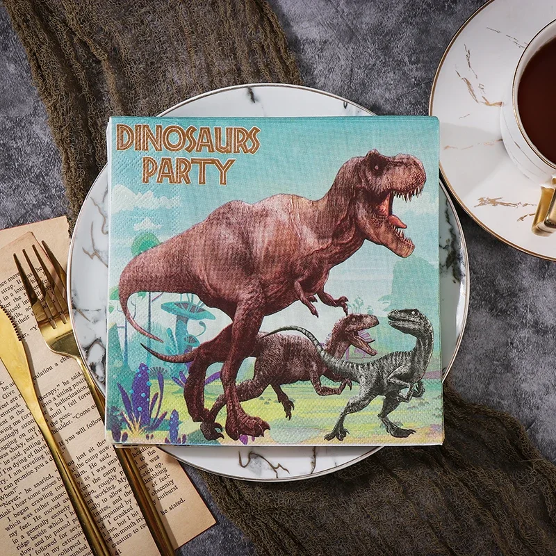 20pcs/Pac 33*33cm 2Ply New Dinosaur Printed Napkins Children's Birthday Party Decorative Paper Placemats Butterfly Bart Paper