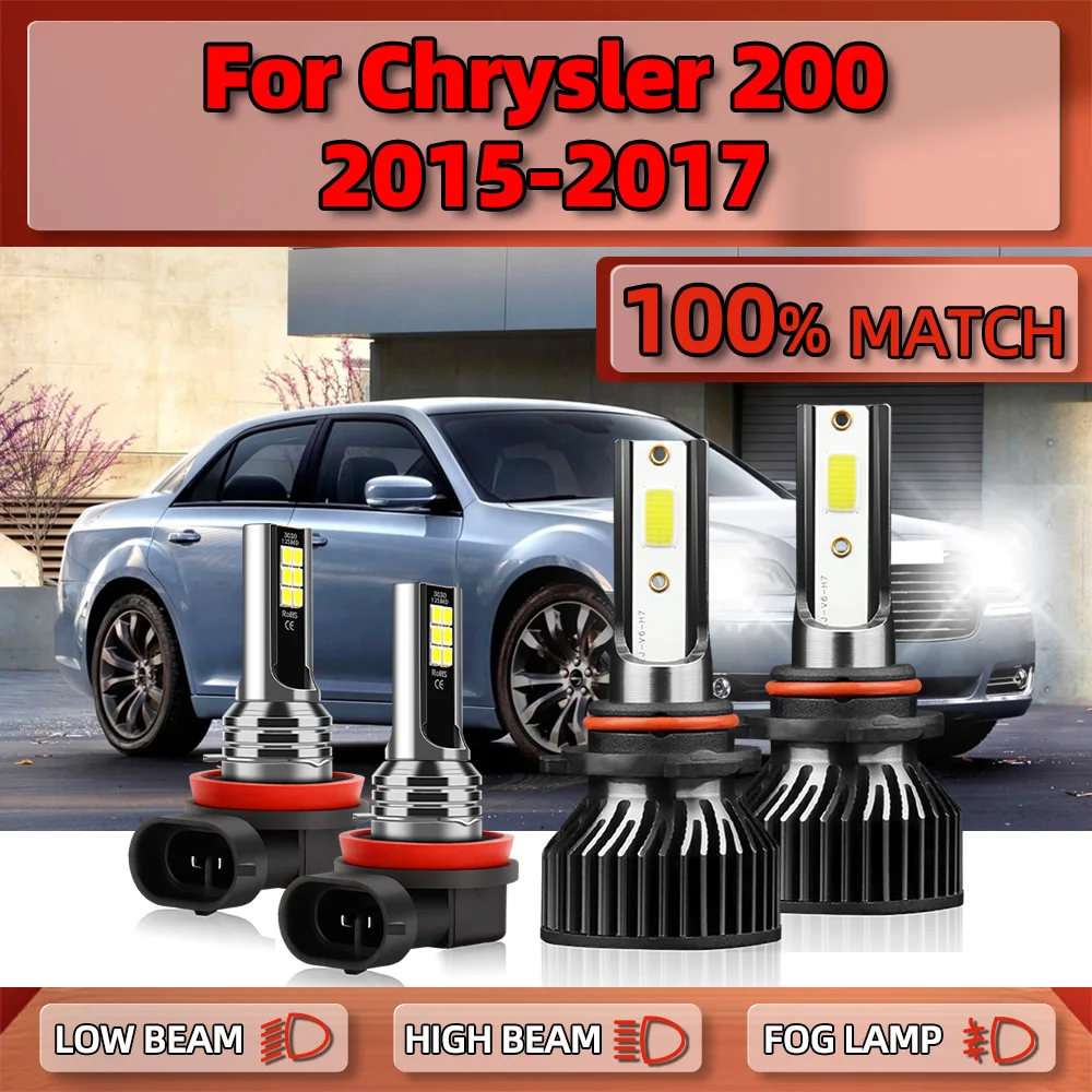 

Car LED Headlight Bulbs With Canbus 40000LM 240W High Low Beam Fog Lamps 12V 6000K White For Chrysler 200 2015 2016 2017