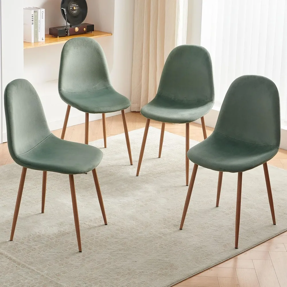 Velvet Dining Chairs Set of 4 - Modern Seating with Metal Legs for Living, Bedroom,Dining Room - Green Chairs for Dining Room 6