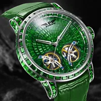 Montre mécanique de luxe pour homme PINDU Design 2026, nouvelle montre à double tourbillon, verre saphir, étanche, bracelet en cuir 3