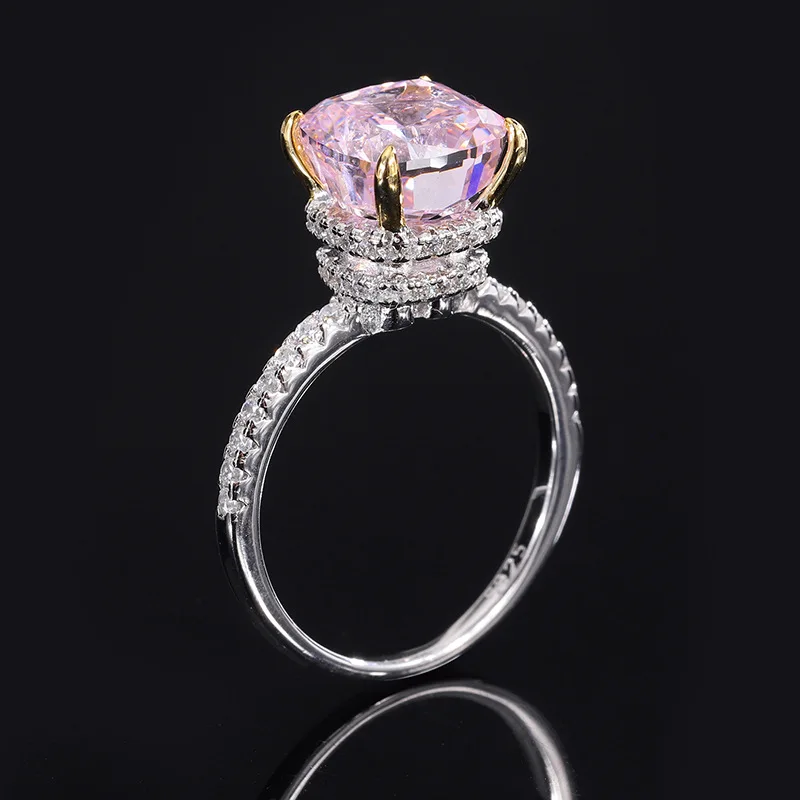 

S925 Sterling Silver Four Claw Inlaid Yellow High Carbon Diamond Engagement Rings Women Jewelry Friends Gift for New Year 2023