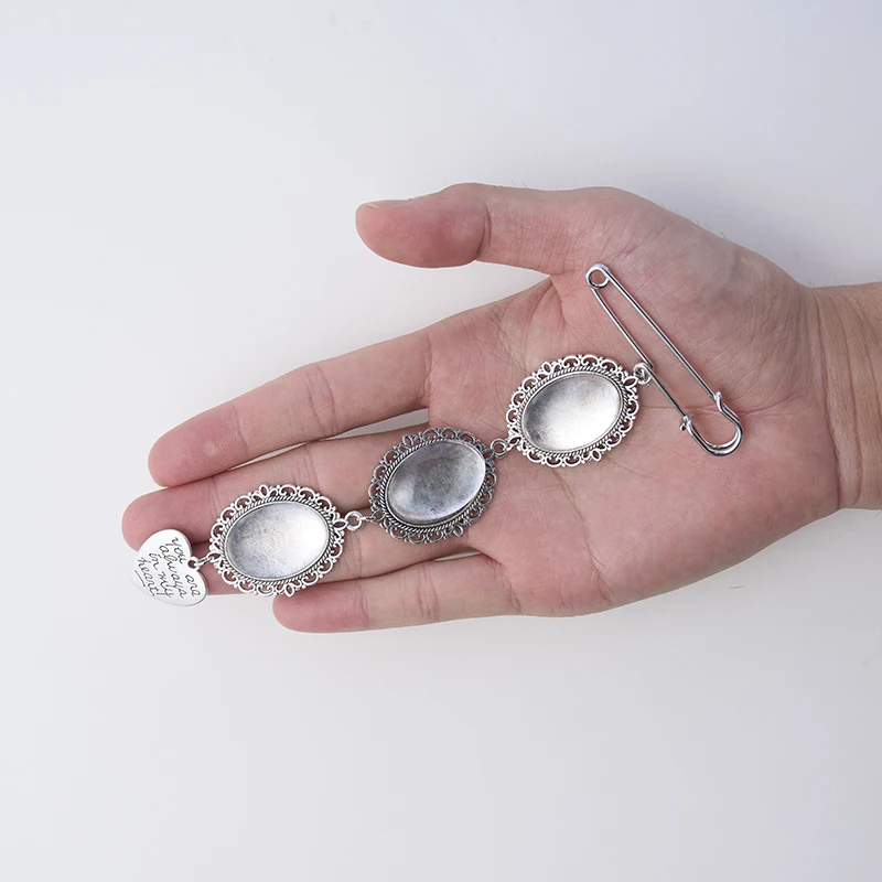 Wedding Boutonniere Oval Bouquet Charm Pin Brooch Pendant Bowknot Photo Frame Charm Wedding Memorial Gift For Bride Groom Jewelr