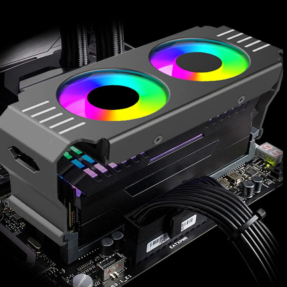 Refrigerador do Módulo de Memória Ram do Computador pc Ddr4 Ddr5 Ventilador Dual 120 mm Sincronização Argb Fãs Pwm Radiador de Refrigeração Rgb para Ddr4 Ddr5
