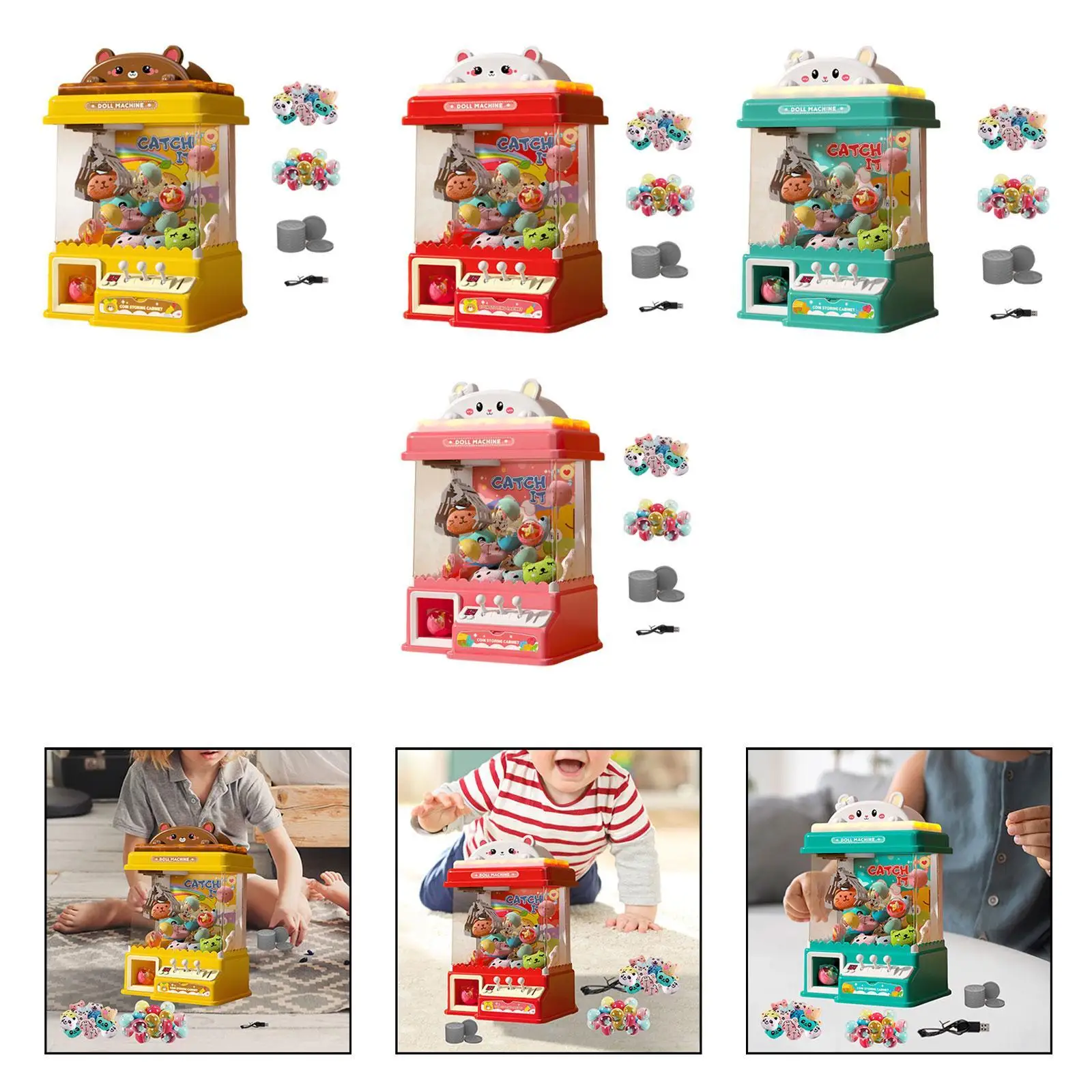 Claw Machine Table Game Mini Vending Machine Valentines Day Gifts Electronic Claw for Children Girls Boys Kids New Year