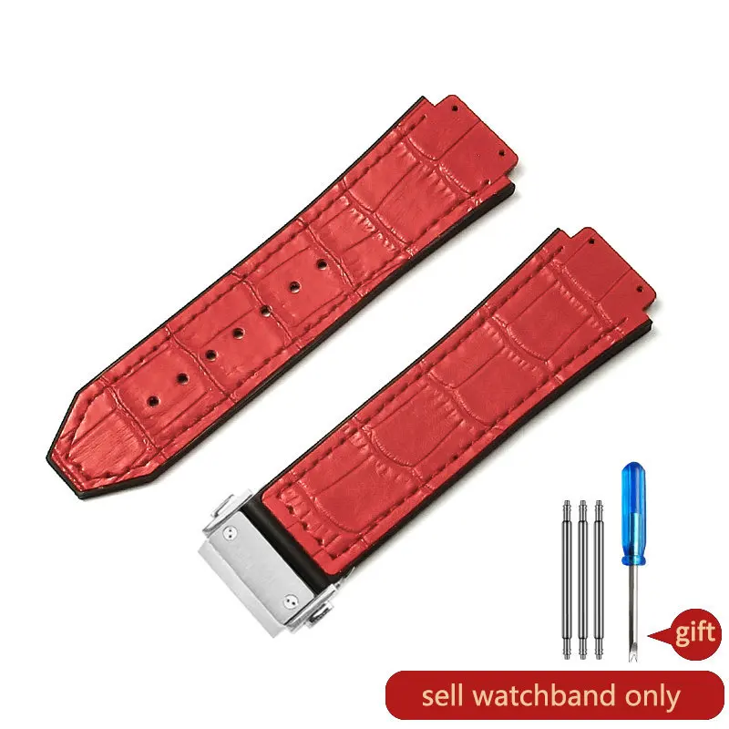 Hublot Yubo Watch Classic Fusion Series Leather Silicone Watchband with Tool, 19mm, Convex Interface