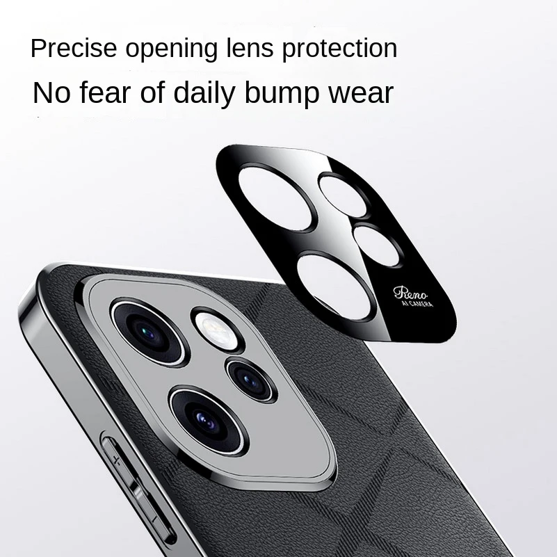 Luxury Leather Plating Frame Phone Case with Camera Protection and Shockproof Bumper