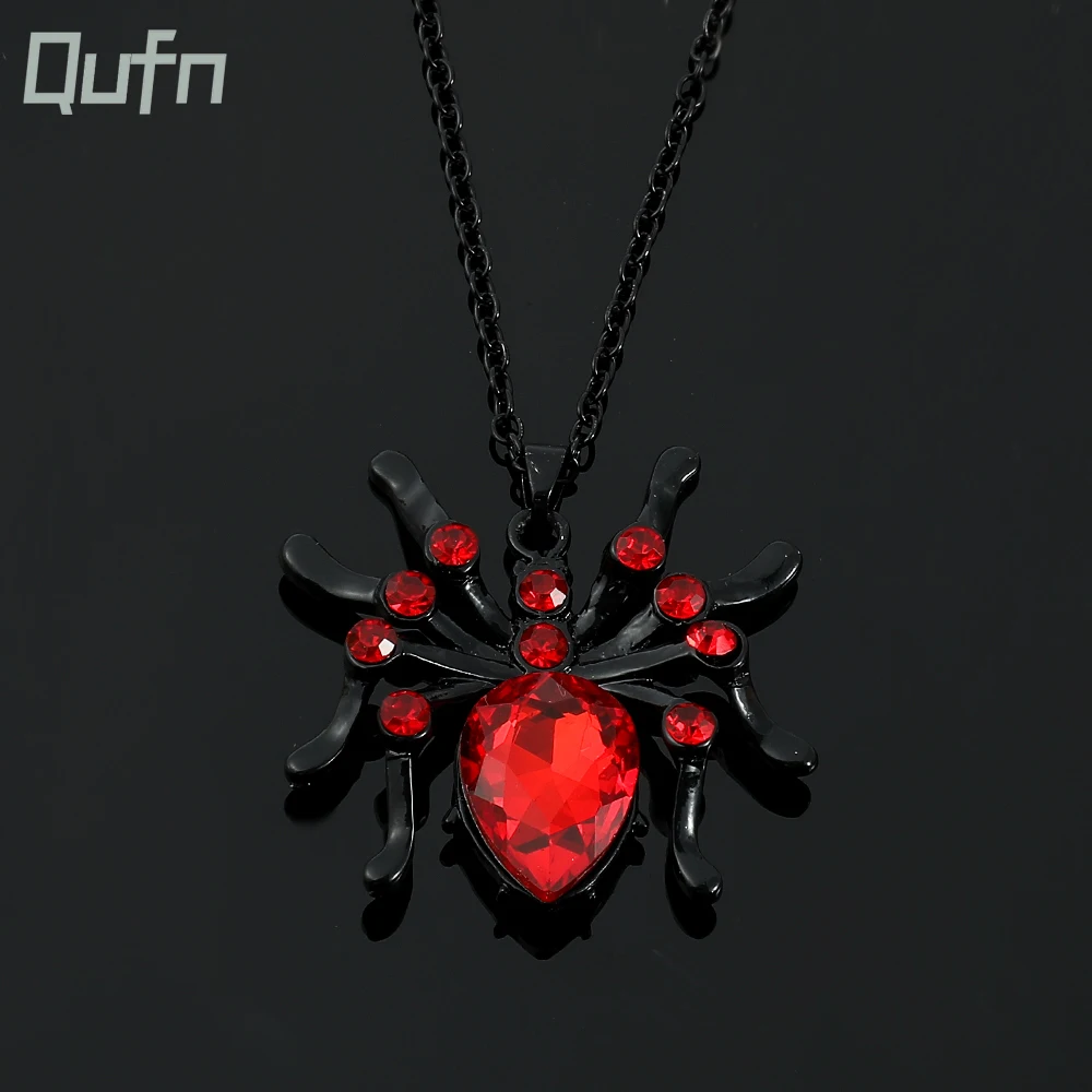国内で当店のみ Dekayed - Parasite Necklace レッド y2k Spider Necklace With Rhinestones Y2k Jewelry 90s Aesthetic