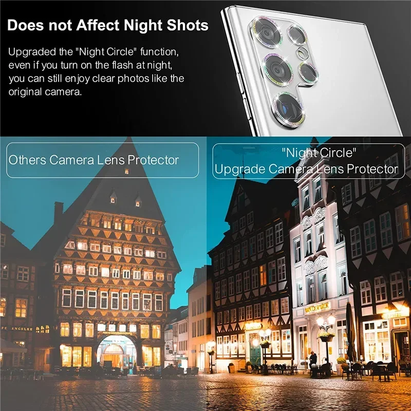 Custodia protettiva per obiettivo della fotocamera con diamanti e glitter Bling per Samsung Galaxy S25 S22 S24 Ultra S23 Plus S24Ultra S24Plus in vetro a copertura totale_voghion.com