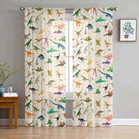 Colorful Dinosaur Tulle Sheer Window Curtains for Living Room the Bedroom Modern Voile Organza Decorative Curtains Drapes 1