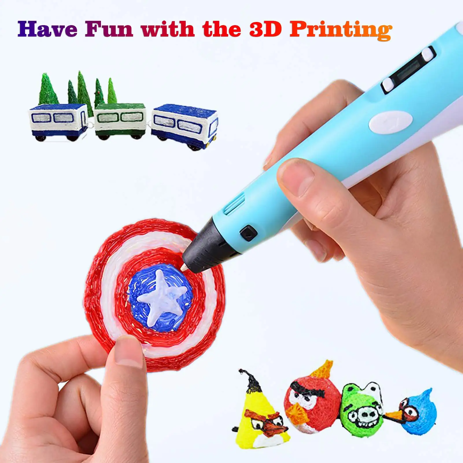 3D Pen Filament 40 Colored PLA Filament for 25M 30M 36M 45M 50M 96M 100M 150M 200M Smoke-free Safe Plastic Refill for 3D Children's Printing Pen