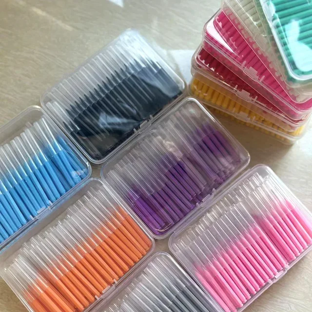 New 100Pcs/Box I-type Push Pull Interdental Brush 0.6-1.5Mm Cleaning Between Teeth Oral Care Orthodontic I Shape Tooth Floss 2