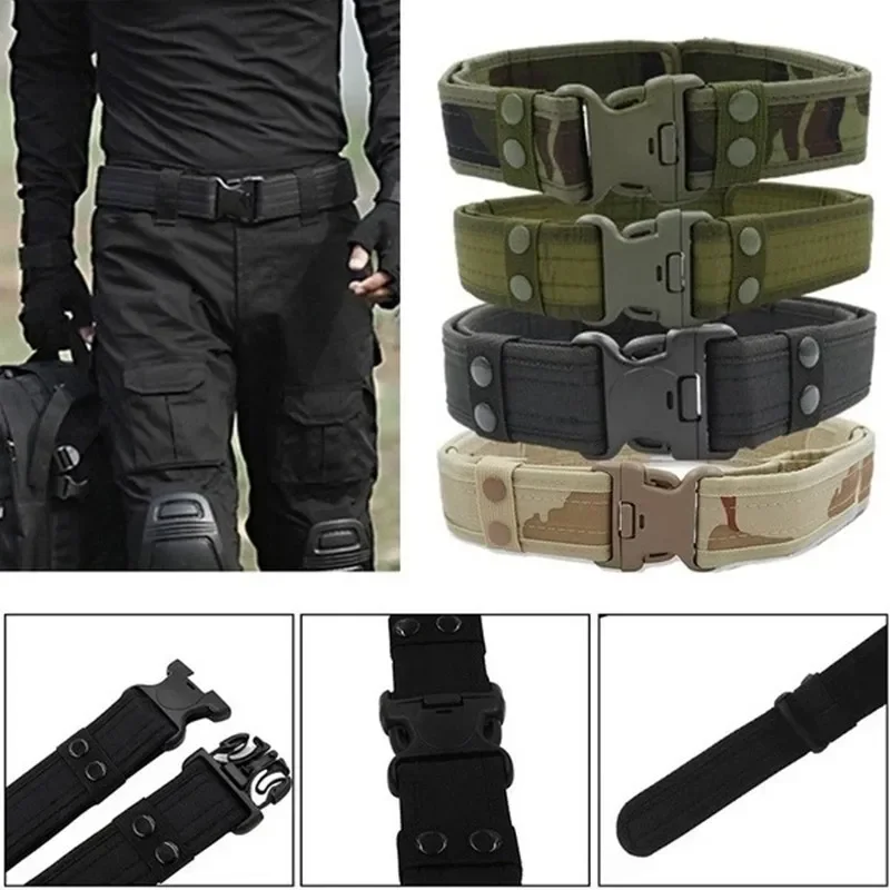 125cm Tactical Belt Military Combat Belts Quick Release Camouflage Waist Strap Outdoor Multifunctional Training Canvas Waistband