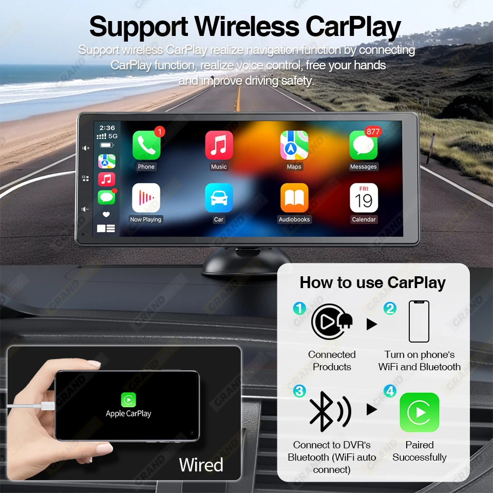 Lecteur vidéo universel sans fil pour voiture, Carplay, Android Auto, écran  tactile, limitation d'autoradio, Nissan, Toyota, 7 pouces - AliExpress