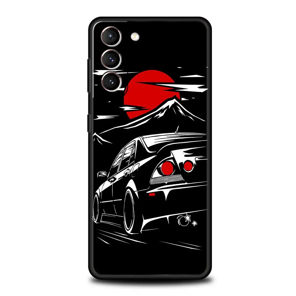 Japanese JDM Sports Car Black Silicone Phone Case