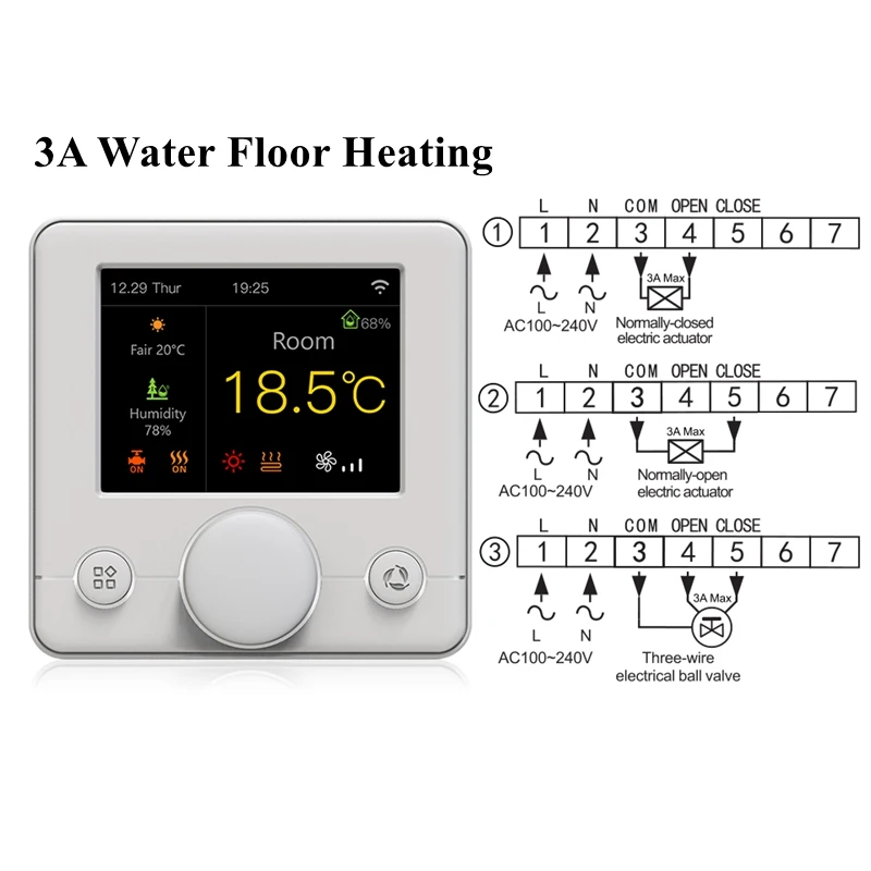 Smart WiFi Thermostat for Floor Heating and Gas Boiler with Temperature and Humidity Control