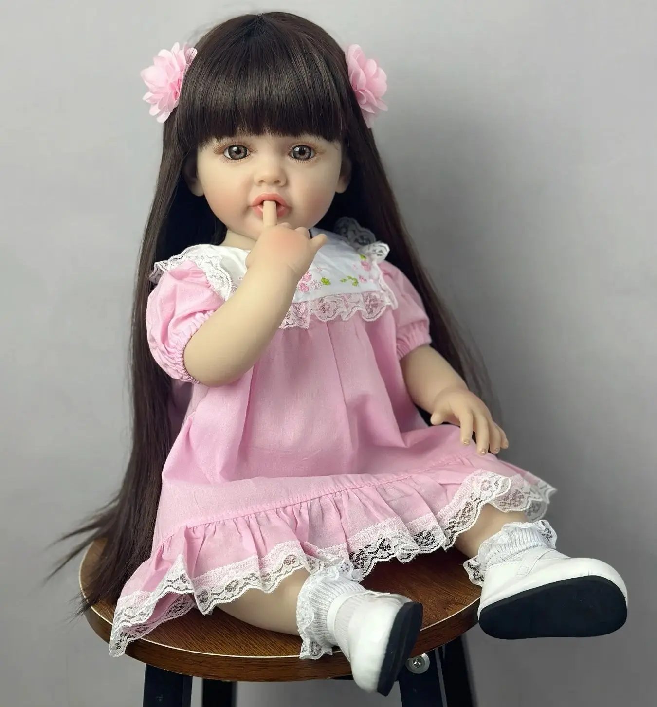 55 CM Soft Silicone Reborn Baby Girl Doll Lifelike 22 Inch Realistic Princess Toddler Art Bebe Christmas Gift for Child 2