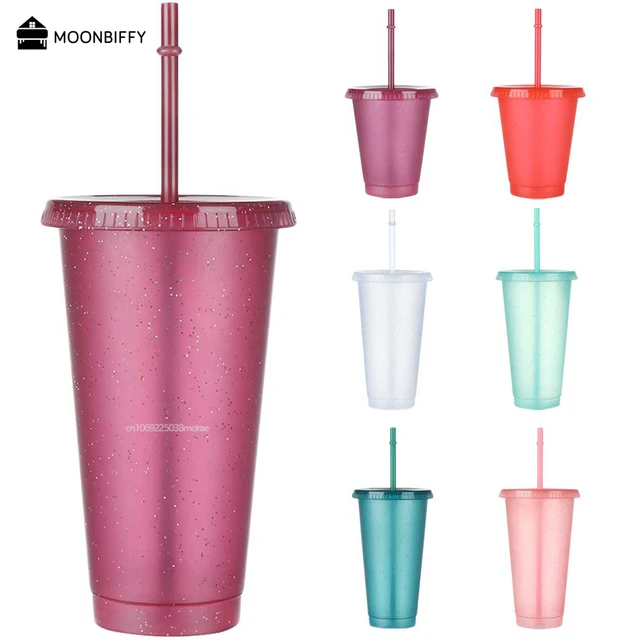 Reusable Plastic Straw Cup With Lid Water Cold Cups with straw Water  Drinking Cup Juice tumblers Cup Straw Mug Drinkware - AliExpress