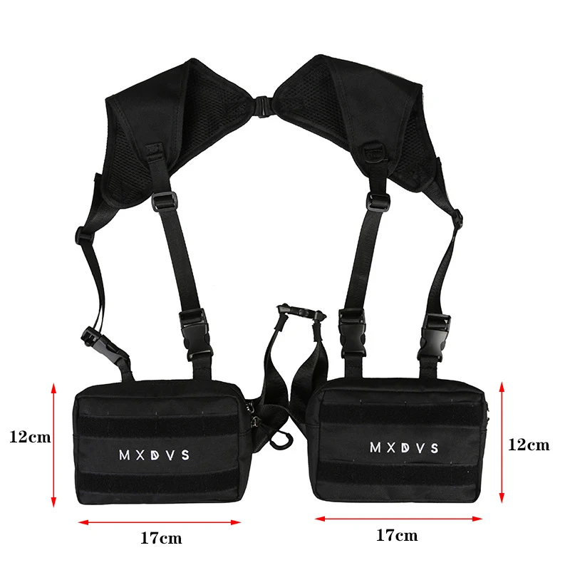 Unisex Chest Rig Bag Tactical Streetwear Chest Bag Functional Tooling Hip Hop Vest Bags Two Pockets Woman Fanny Pack Kanye West sling chest bag