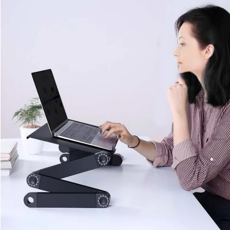 Laptop Desk Stand Adjustable Portable Aluminum Ergonomic Lapdesk For TV Bed Sofa PC Notebook Table With Mouse Pad