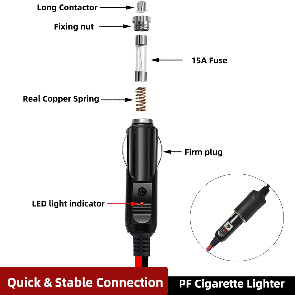 EC5 Car Start Battery Adapter Cable EC5 to Cigarette Lighter