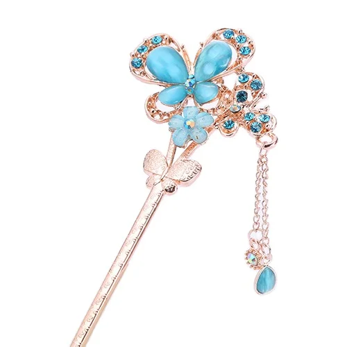 

Fashion Pearl Butterfly Hair Stick Chinese Style Hair Fork Hair Accessories Bobby Pin Flower Rhinestone Hairpin for Women