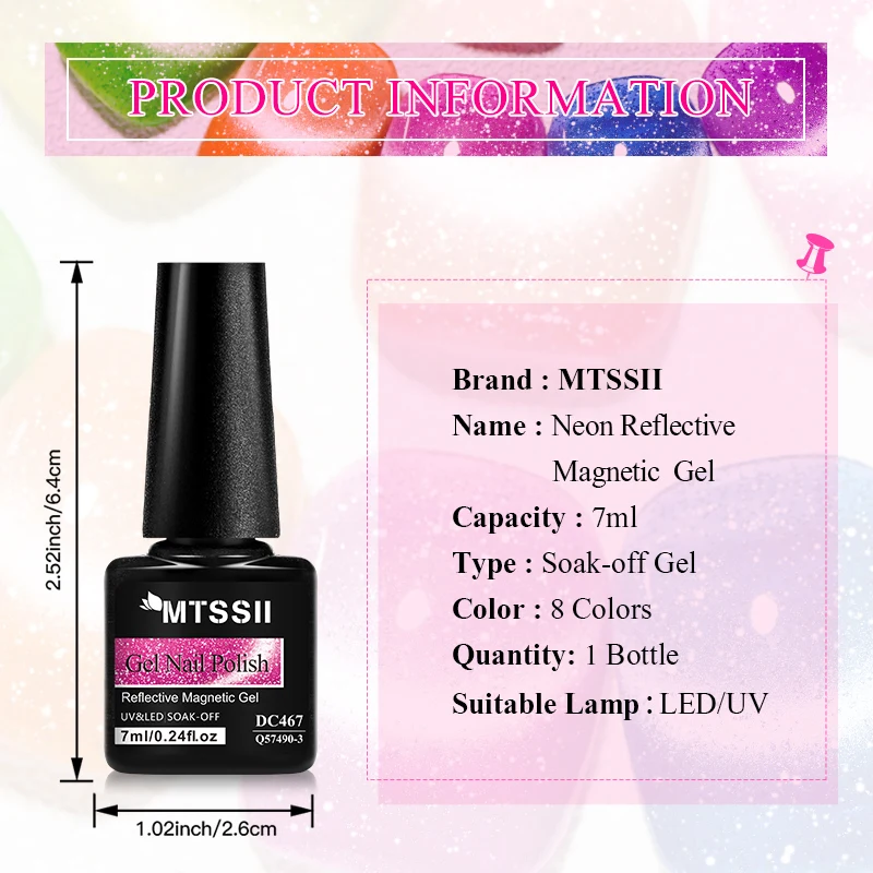 13PCS Reflective Glitter Magnetic Gel Set Fluorescent Green Semi Permanent Neon Glitter Gel Kit Nail Art  Varnsh Kit Supplies 6