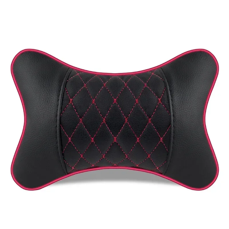 Car Neck Pillow Universal Car Neck Pillows Both Side Pu Leather Pack Headrest for Head Pain Relief Filled Fiber