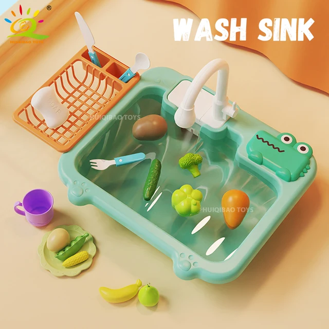 Baby Kitchen Toy Plastic Dish Wash Sink Electric Dishwasher Playing Pretend Role Play Housework Early Educational Toys For Child 6