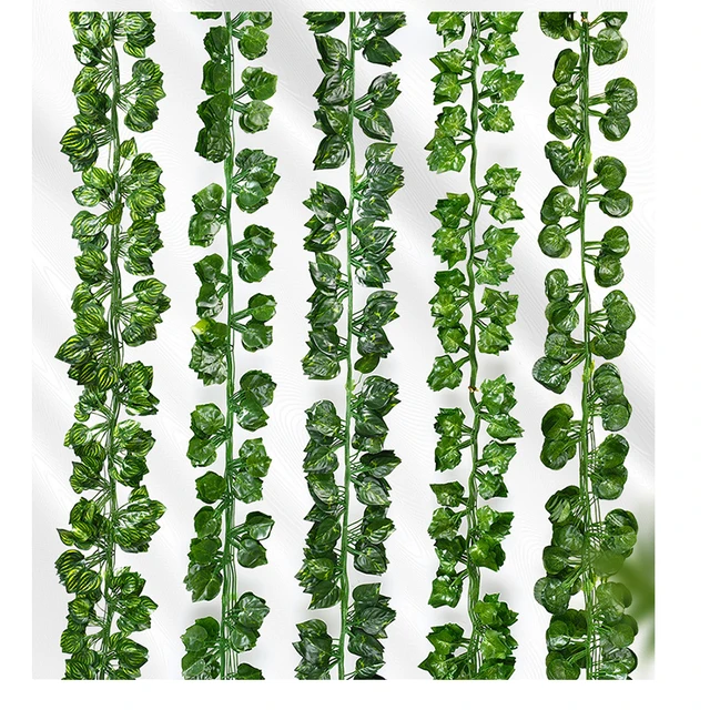 Mesterséges Borostyán Rattan Levél Selyem Növény Otthoni Esküvői Fürdőszoba Dekoráció Kerti Parti Szőlőlevelek Barkácsolás Hamis Növények - Image 2