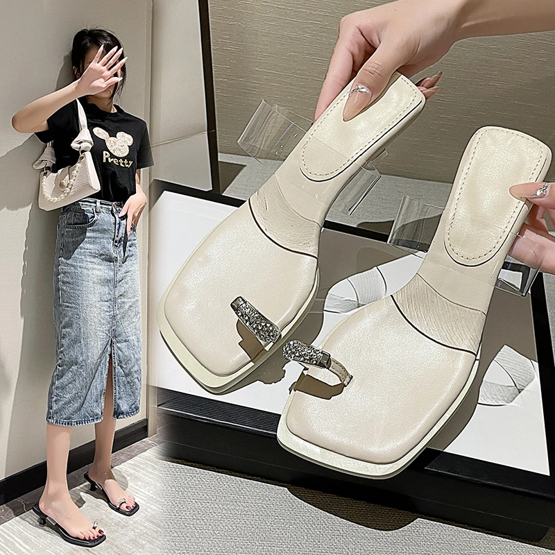 

Сандалии женские с открытым носком, босоножки на ремешке с ремешком на пятке, шлепанцы из ПВХ, дизайнерские тапочки для пляжа, со стразами, лето 2023