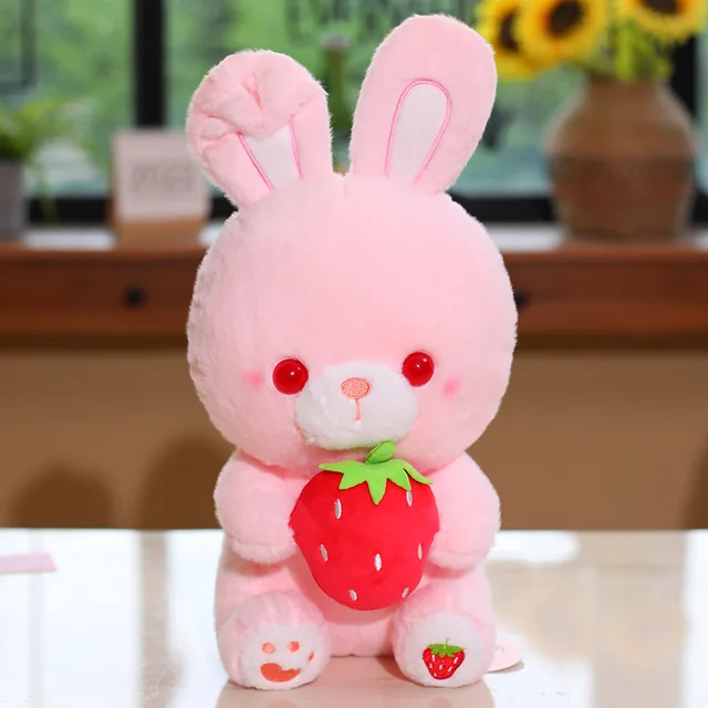 Cute Pink Strawberry Bunny Plush Toy Christmas Gift Girl Birthday Surprise Gift Cute Kawaii Doll Plush Toy