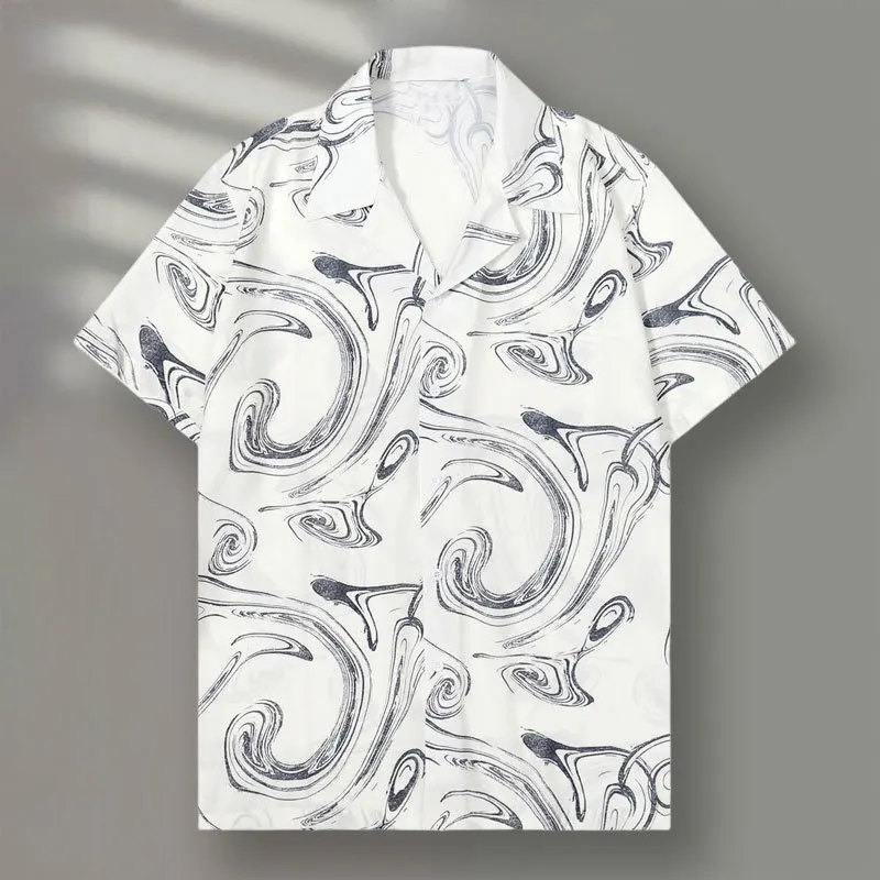 

2023 Fashion Masculina Chinese Shirt Summer Casual Men Shirt Retro Abstract Shirt Short Sleeve Streetwear Camisa Moda Hombre