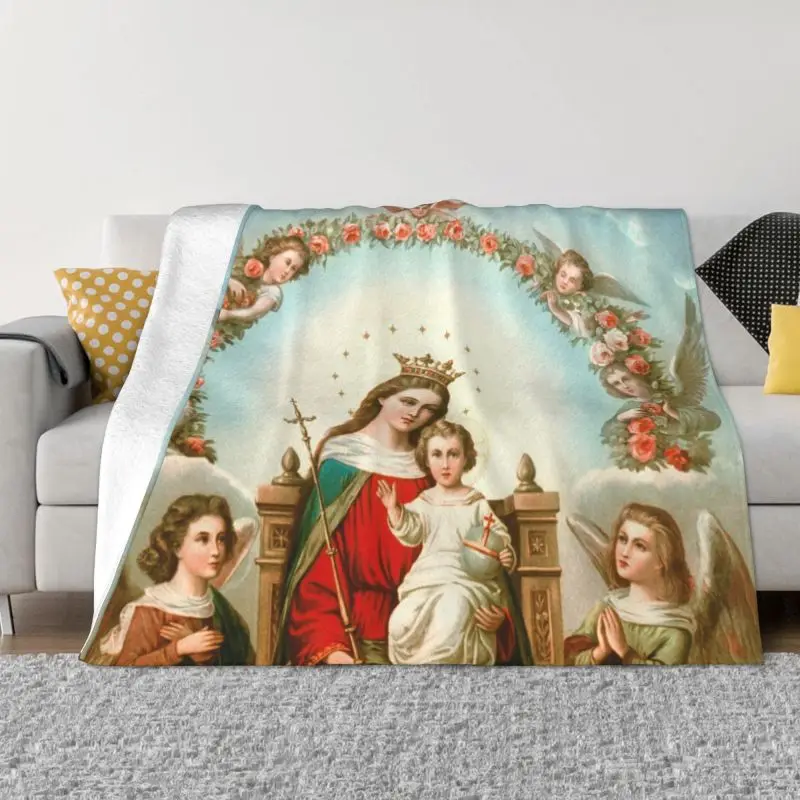 

Virgin Mary Blanket 3D Printed Soft Flannel Fleece Warm Catholic Christian Throw Blankets for Car Bed Sofa Bedspreads 1