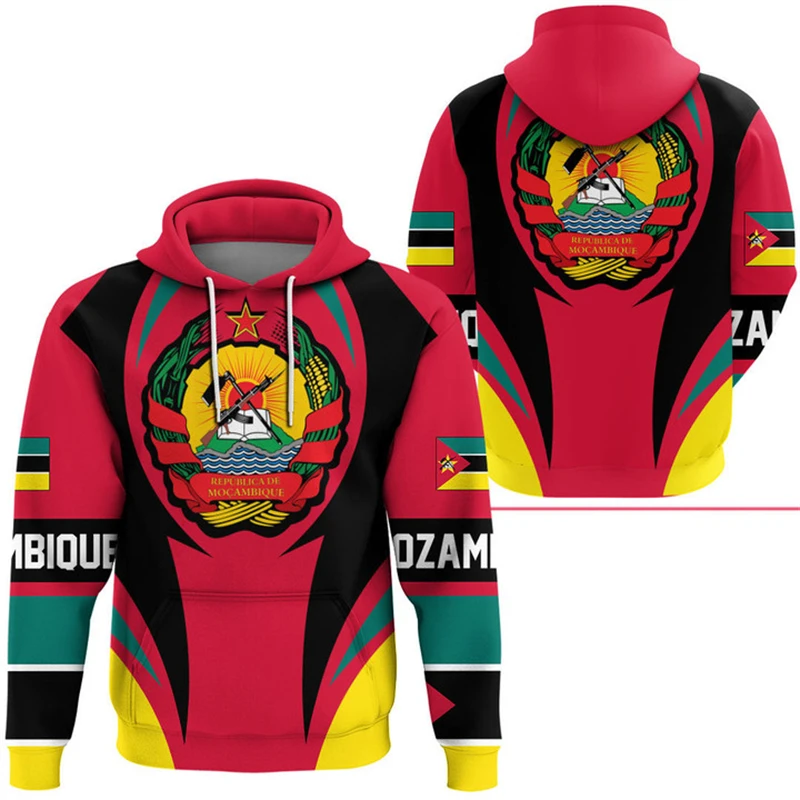 thumbnail image 1 of Sudadera con capucha con estampado 3D de la bandera de Mozambique para hombre, ropa informal de uso diario, sudadera con estampado de emblema nacional, ropa africana para hombre, 1 of 4