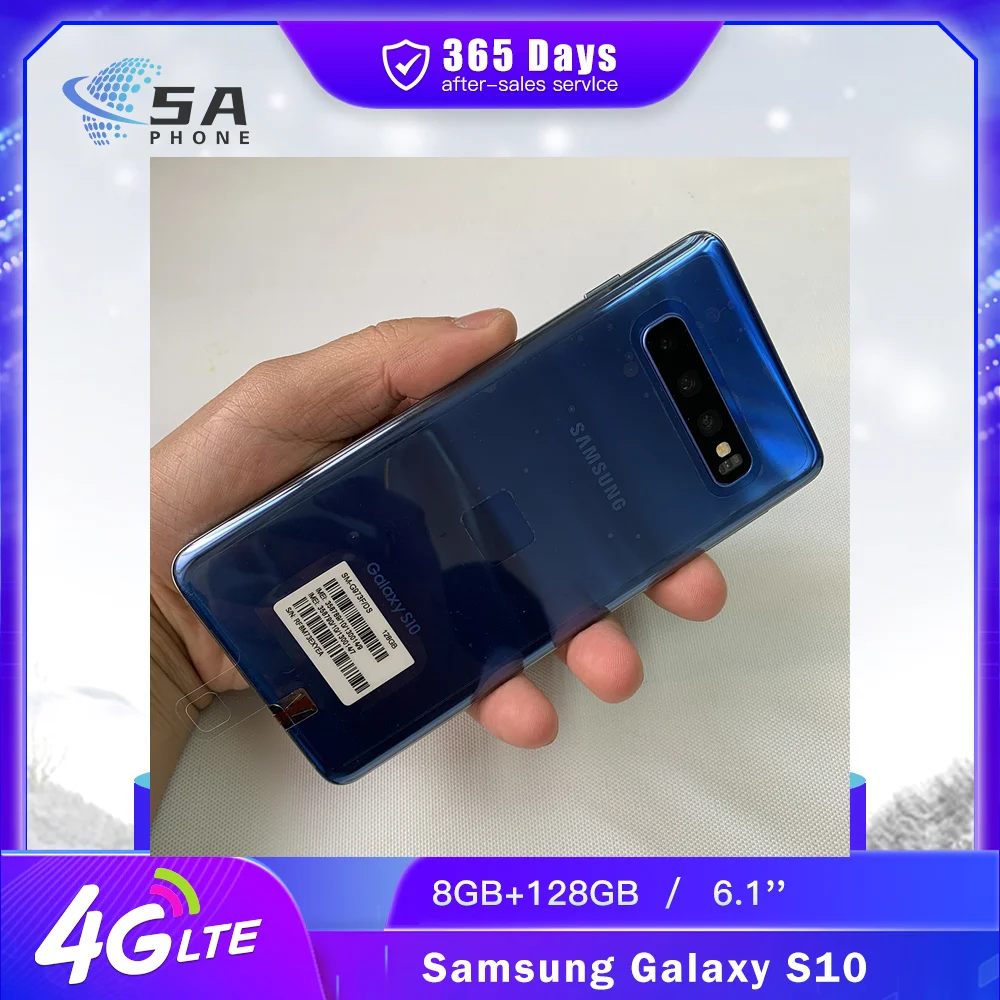 Téléphone mobile Samsung Galaxy S10 G973U1 G973F d'origine, 6,1 pouces, 8 Go de RAM, 128 Go de ROM, lecteur d'empreintes digitales, NFC, Snapdragon 855, Galaxy S10 1