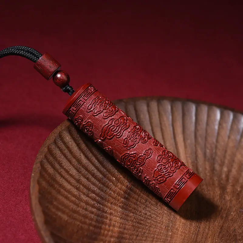 Genuine Cinnabar Pendant Can Be Opened Xiangyun Column with High Content of Zijin Sand Tube Waterproof Pendant