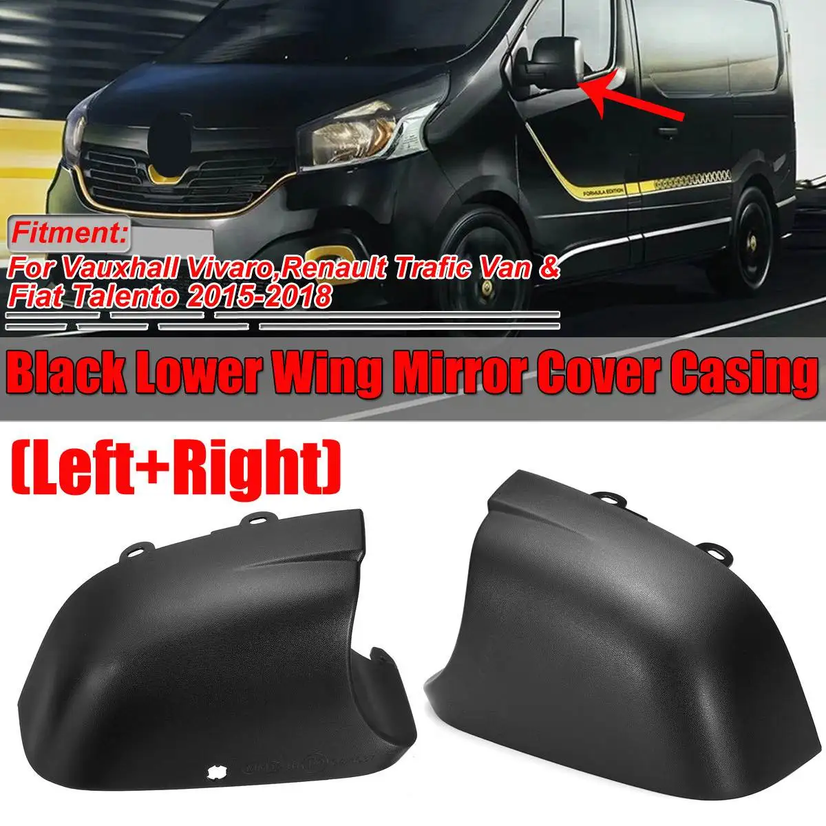 

1 Pair Car Rear View Lower Wing Mirror Cover Cap Casing Bottom For Vauxhall Vivaro 2014 Door Wing Mirror Bottom Cover Cap Casing