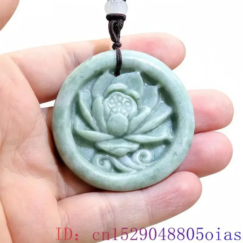Light Green Natural Jade Flower Heart Pendant Necklace Real Jewellery Carved Gemstone Fashion Charm Amulet Gifts for Women Men