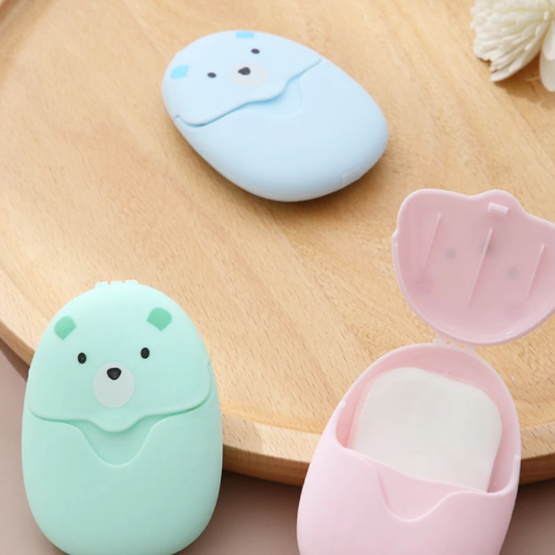 Disposable Soap Paper 50/100Pcs Disposable Cleaning Soap Paper Cartoon Paper Soap Tablets For Travel Portable Mini Traveling Bath Tools