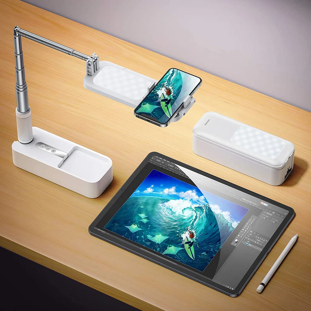 전화 홀더 Lampe Selfie 채우기 빛 지원 휴대용 부어 스탠드 전화 Voiture Fone 블루투스 카메라 Lamparas Led 램프
