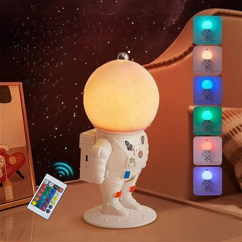 우주 비행사 야간 조명 분위기 램프 USB 플러그 테이블 램프 휴대용 침대 옆..