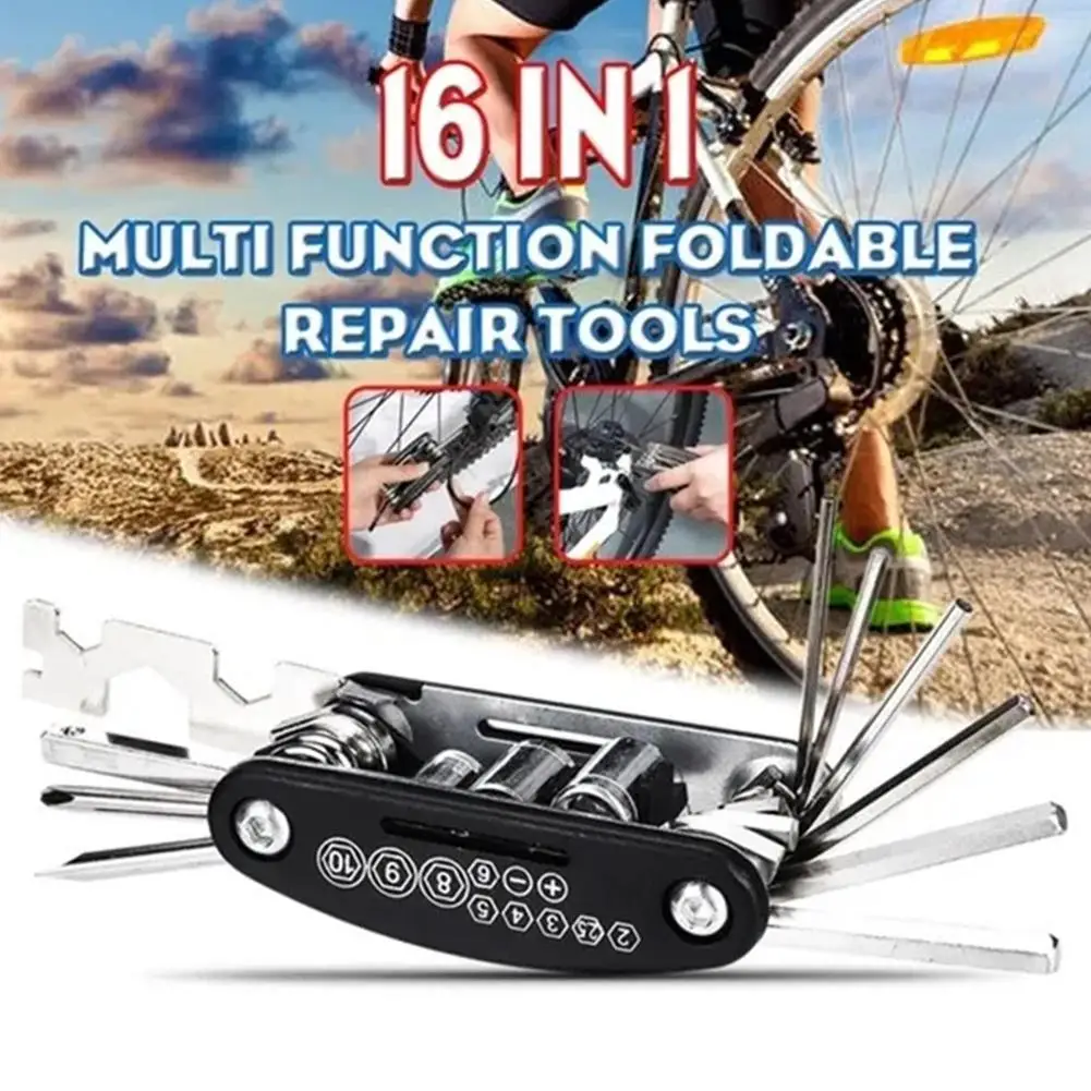 

Multifunctional Bike Tool 16 In 1 Pocket Mini Bicycle Repair Tool Portable Bike Bicycle Screwdriver Repair Cycling Tool 1set