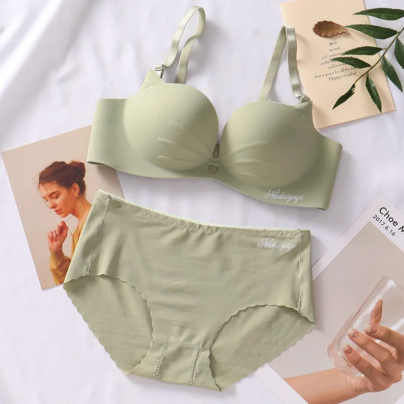 

Cute Bralette for Women Underwear Push Up Lingerie Set Wire Free Bra and Panty Set Comfortable Intimates Ropa Interior Femenina