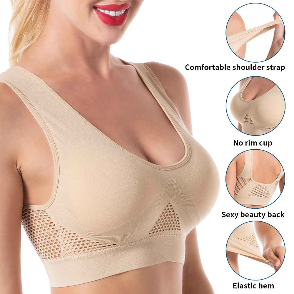 

Sports Bras For Women Unwired Bras Wireless S-6XL Plus Size Sexy Backless Push Up Seamless Mesh Top Bra Without Bones Frame Bras