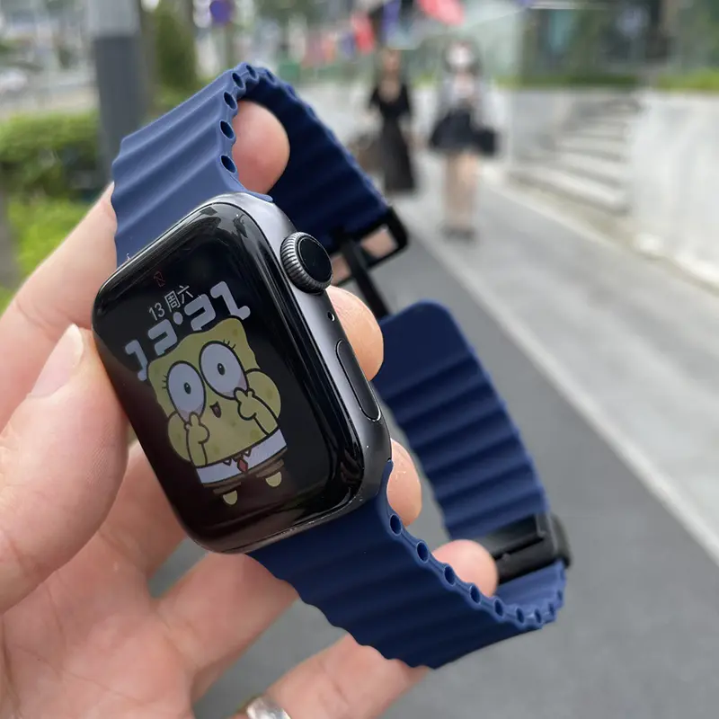 Ocean Strap for Apple Watch 10 9 8 7 Ultra Band 46mm 45mm 49mm 44mm 41/42mm Silicone Magnetic Sport Bracelet iWatch Series SE 6 - Image 4